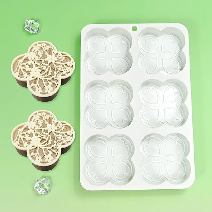 mostsom Four-Leaf Clover Shape Silicone Mold Cake Mould Cone Mousse Dessert Decorating Tools Kitchen Accessories (L_ Four-Leaf Clover)