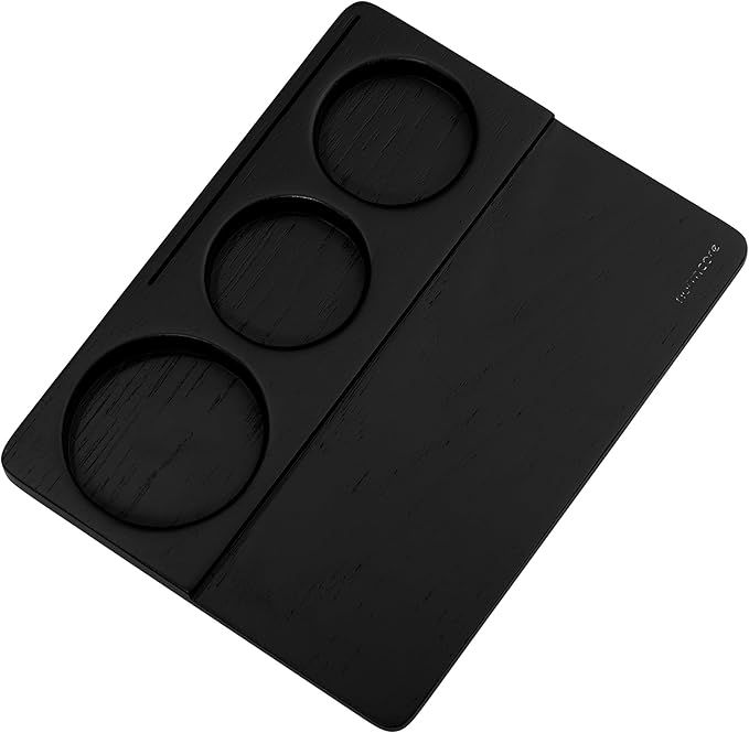 Normcore Tamping Station - Black Oak Wood Espresso Tamping Mat - Wooden Tamping Mat for 51/54/58mm Portafilter, Tamper, Distributor, Puck Screen and Portafilter - Natural Black Stained Oak Wood