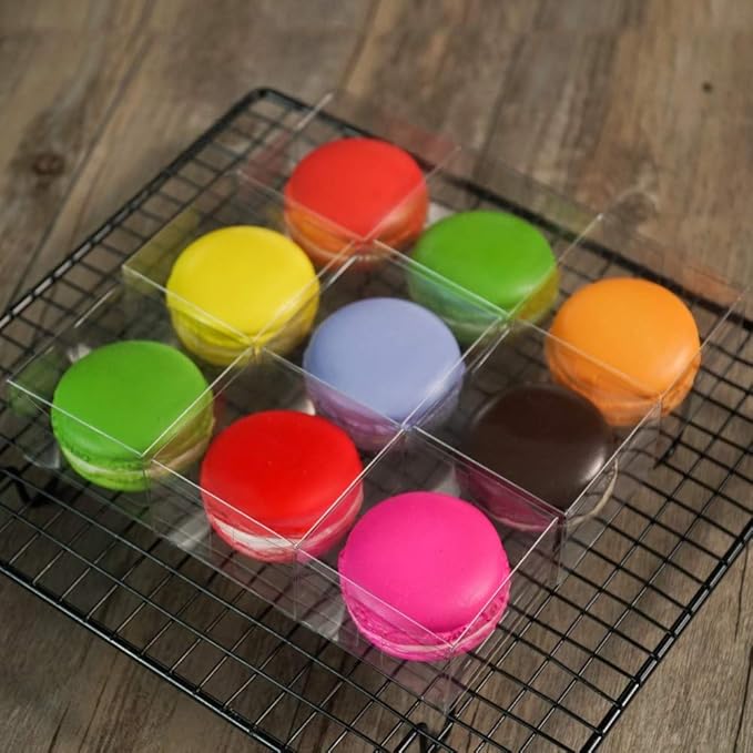 RomanticBaking 50pcs Clear Single Chocolate Covered Ore Cookies Macaron Box for Wedding Favors Baby Shower 2.17"×2.17"×1.38" Inch Party Favor Box for Candy Chocolate Donut
