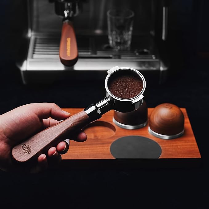 CrossCreek 51mm Espresso Bottomless Portafilter with 2 Ear | Fits De’Longhi ECP3420 / EC155 / BCO430 / EC260 Espresso Machine | Stainless Steel Basket and Walnut Handle | Espresso Accessories