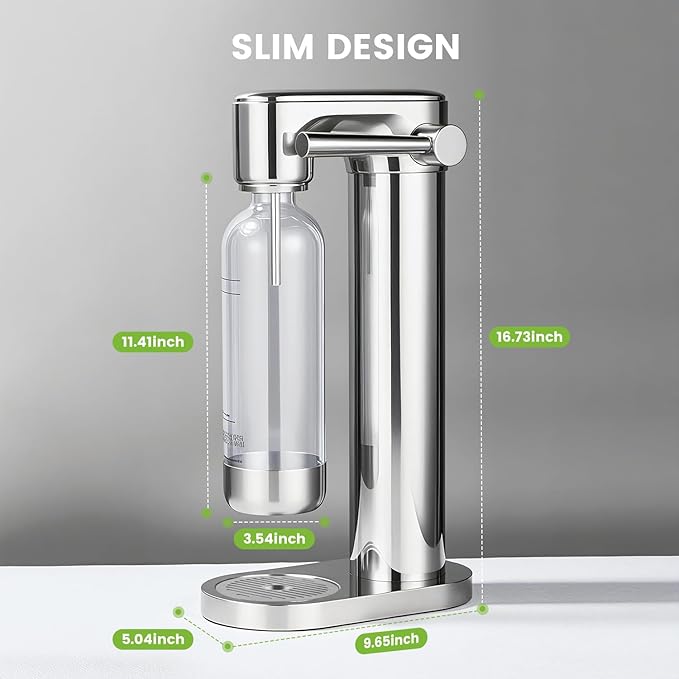 Manual Soda Maker Sparkling Water Machine, Elegant Stainless Steel Carbonator for Home Use, Easy Install, Compatible with 60L CO2 Cylinder (Not Included) & PET Bottle