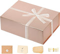 LIFELUM Gift Box for Presents 13.8'' x 8'' x 4.45'' Rose Gold Luxury Gift Box with Magnetic Lid Gift Boxes Contains Card, Ribbon, Shredded Paper Filler Gifts for Women (1Pcs)