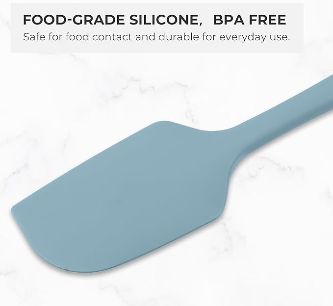 Elihome Mini Silicone Spoonula - Non-Stick Heat Resistant Silicone Scraper Spatula for Mixing, Serving, Scraping, Stirring, and More, 8.75 Inch, Slate Teal Grey
