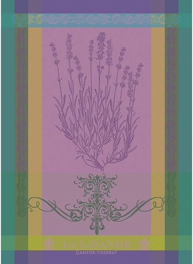 Garnier Thiebaut Lavande Mauve (Purple Lavender) French Kitchen Towel 22"x30", Cotton, Jacquard