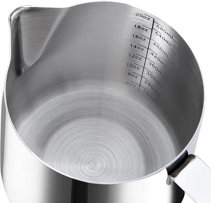 Stainless Steel Milk Frothing Pitcher Cappuccino Pitcher Pouring Jug Espresso Cup Creamer Cup for Latte Art, 20 Ounce (600 ML)