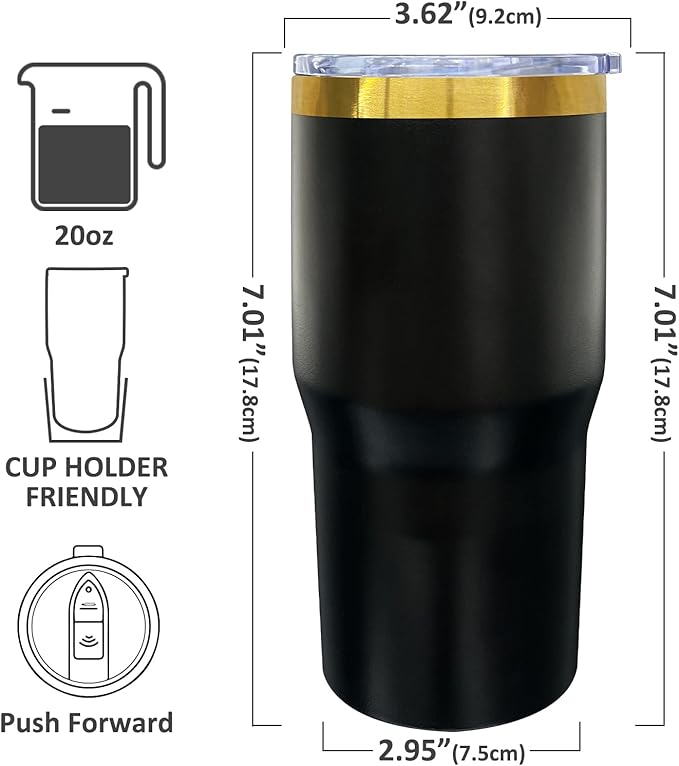 20 oz Tumbler Bulk 6 Pack Stainless Steel Tumblers with Lids and Straws, Double Wall Vacuum Insulated Travel Coffee Mug for Laser Engrave, Powder Coated Cups for Hot and Cold Drinks (Black,6 pack)