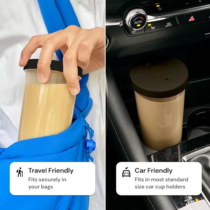 Dodoko Reusable Boba Cup and Straw Boba Tea Cup Bubble Tea Cup Reusable Iced Coffee Cup Cold Coffee Cup Smoothie Cup with Lid and Straw Smoothie Cup to go Smoothie Tumbler 24 oz - Night Black