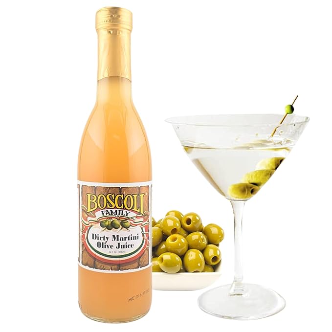 Boscoli Dirty Martini Olive Juice - 12.7 oz Bottle, Pack of 3, All Natural, Gluten-Free - Premium Cocktail Mixer for Martinis & Bloody Marys