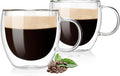 6.7oz Double Wall Espresso Cups Set of 2 With Handle, Clear Expresso Shots Cup, Double Wall Insulated Espresso Mugs, Tazas de Cafe Expreso, Microwave Dishwasher Safe, for Espresso Machine