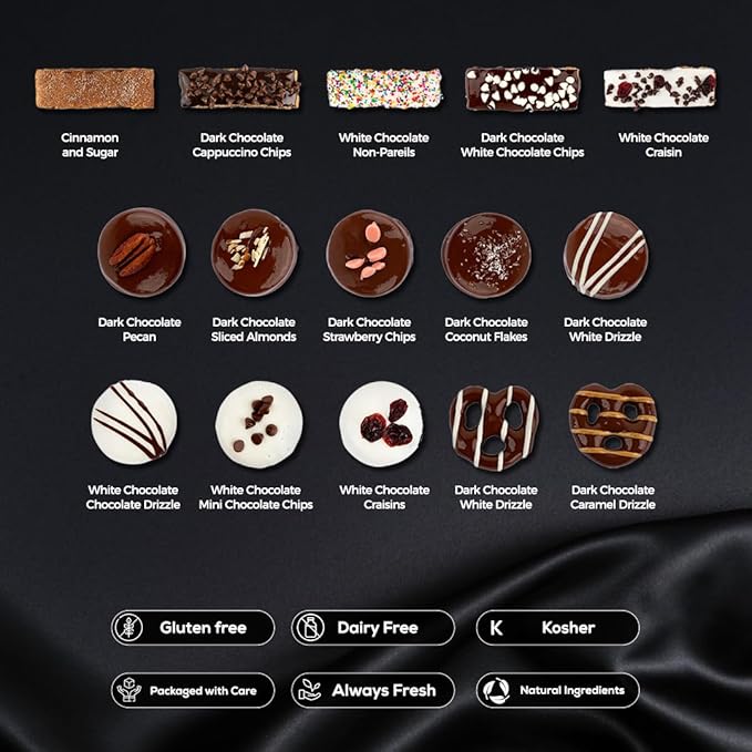 Gluten Free Palace Assorted Biscotti, Cookies, and Pretzels Gift Box – Gluten Free Treats - Birthday, Family, Men, Women Gift Basket (15 Flavors)