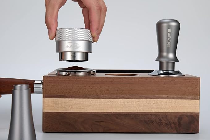 IKAPE Coffee Products, 51MM Coffee Distributor, Gravity Adaptive Espresso Distributor Fits All 51MM Espresso Portafilter, Compatible with 51MM Delonghi Bottomless Portafilter (Silver)