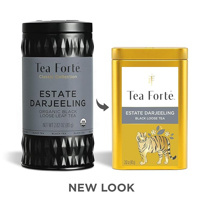 Tea Forte Estate Darjeeling Premium Loose Leaf Caffeinated Black Tea Blend Canister, Makes 35-50 Cups