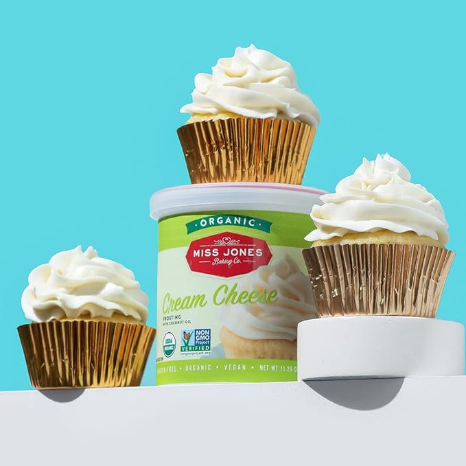 Miss Jones Baking Organic Buttercream Frosting, Perfect for Icing and Decorating, Vegan-Friendly: Cream Cheese (Pack of 6)