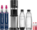 SodaStream E-Duo Sparkling Water Maker Bundle (Black) with CO2, Carbonating Bottle, (1) 1L Glass Bottle and 2x Bubly Drop Flavors