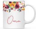 Andaz Press 11oz. Mother's Day Ceramic Coffee Tea Mug Gift, Fall Autumn Burgundy Orange Peach Flowers Roses Florals, Oma, 1-Pack