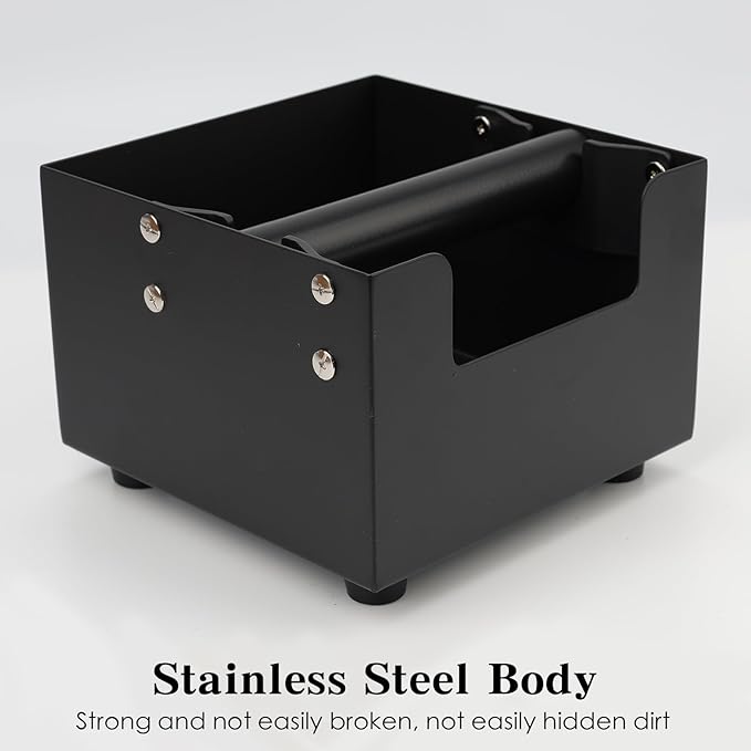 Espresso Knock Box, Stainless Steel Coffee Bag Container, With Steel Bracket And Noise Reducing Rubber Ring (M)