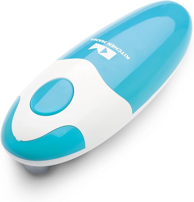 Kitchen Mama Auto Electric Can Opener: Safe, Easy with One Touch, Smooth Edge, Battery Operated, Cordless, Automatic Can Opener for Seniors with Arthritis, Hand Free Appliances, YES YOU CAN (Sky Blue)