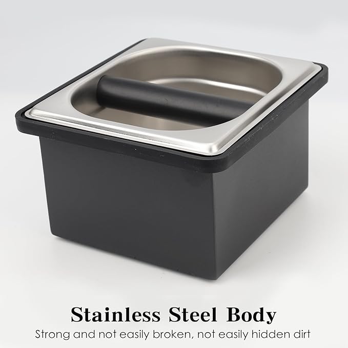 Espresso Knock Box, Stainless Steel Coffee Bag Container, With Steel Bracket And Noise Reducing Rubber Ring (S)