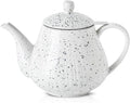 KOOV Ceramic Teapot with Infuser, 40 ounce Tea Pot with Infuser for Loose Tea, Large Enough For 6 Cups, Tea Pot with Tea Strainers, Splash Series (Splashed White)