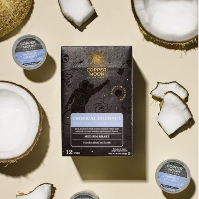 Copper Moon Single Serve Coffee Pods for Keurig K-Cup Brewers, Medium Roast, Tropical Coconut Blend, 12 Count(Pack of 3)