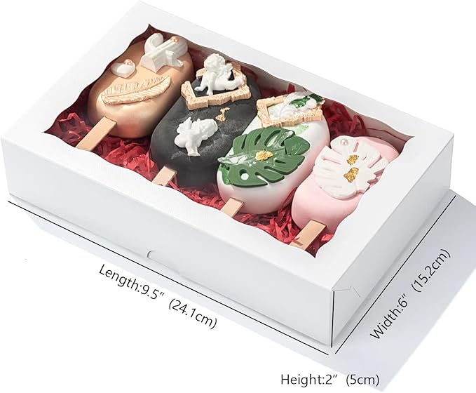 50 Pack 9 ½" x 6" x 2" Cookies Macaron Boxes for 12, Bakery Cakesicle Chocolate Covered Strawberries Boxes with Window Ore Cocoa Bombs Pastry Chocolate Boxes