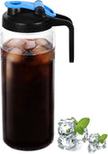 Glass Mason Jar Pitcher with Lid,V-shaped Pour Spout - 1800ml Breastmilk Pitcher for Ice Tea, Cold Brew Coffee, Fridge Water, Breast Milk, Juices, Leak Proof