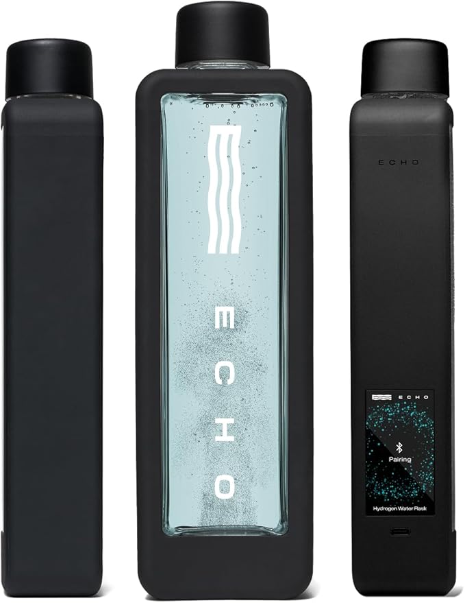 Echo Flask Hydrogen Water Bottle - Active Hydration Solution with Water Intake Tracking & LCD Touch Screen - Compact & Convenient - Transparent Hydrogen Flask - 12 oz