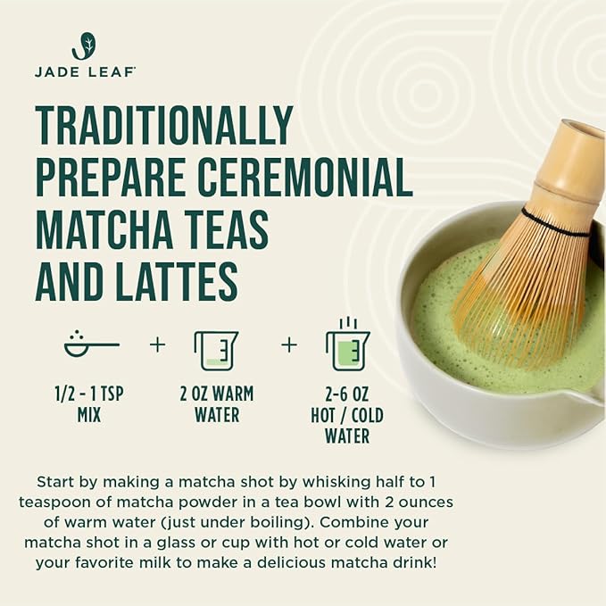 Jade Leaf Matcha Organic Premium Ceremonial Grade Matcha Green Tea Powder - Japanese - Culinary, Ingredient, Ceremonial Barista Teahouse, Latte, Collagen, 0.04 Ounce (Pack of 100), Ceremonial Matcha