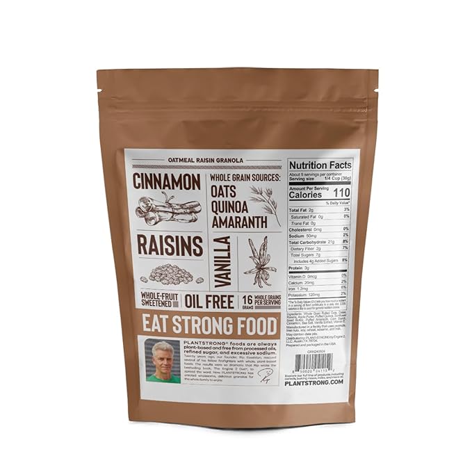 PLANTSTRONG Classic Oatmeal Raisin Cookie Granola Snack Mix - Whole Grain, Naturally Sweetened With Fruit, Plant Based, Oil Free - Pack of 4 x 9oz Bags