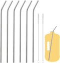 6 Pack Ultra Long Bent Metal Straws, 14 Inch Extra Long 304 Stainless Steel Reusable Drinking Straws with Cleaning Brush for 100oz Tumbler, 12.5oz Tall Wine Bottle, 64oz Water Bottle, 128oz Water Jug