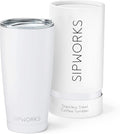 Stainless Steel Coffee Tumblers with Lids - 20z Double Walled Vacuum Insulated for Hot & Cold Drinks - Spill Resistant Travel Tumbler - Arctic White