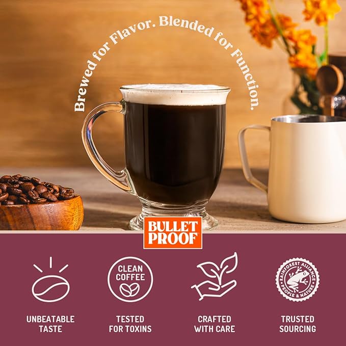 Bulletproof The Maximizer Ground Coffee, 10 Ounces, Clean Coffee with Prebiotics, Metabolism and Gut Health Support, Packaging May Vary