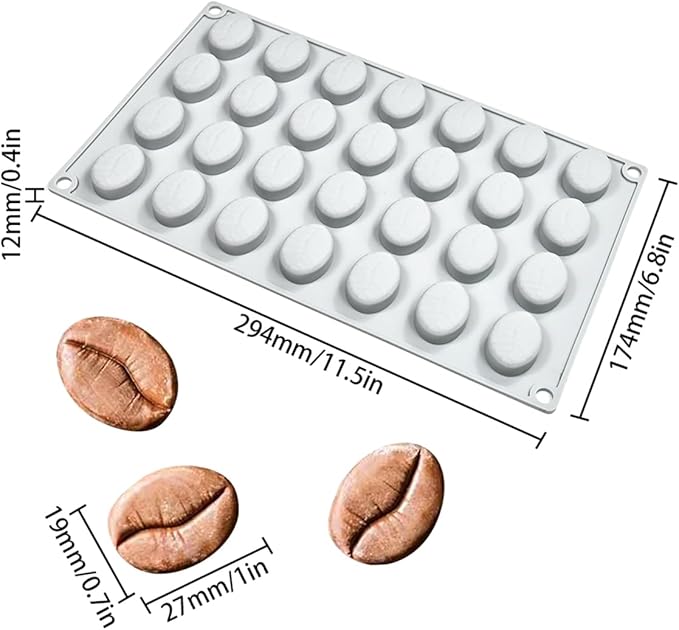 mostsom Bakeware Coffee Bean Shape Silicone Mold for Cake Mousse Dessert Chocoalte Non-Stick Soap Mould (K_ Coffee Bean)