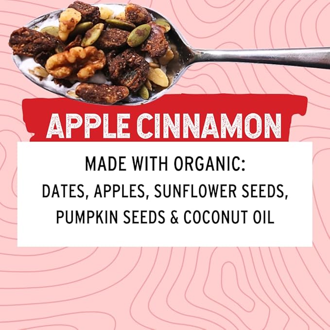 Wildway Keto Granola with Organic Ingredients | Apple Cinnamon | Grain-Free, Gluten-Free Cereal | Vegan, Low Carb & No Sugar Added | Paleo-Friendly, Non-GMO | Nutrient-Rich Fruit & Nut Snack | 8oz