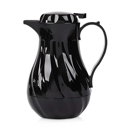OCS Parts Easy Pour Thermal Coffee Carafe | 8-Inch Insulated Hot and Cold Beverage Pitcher Server for Coffee, Tea, Hot Chocolate and Water with Colored Tags for Easy Idenfication | 20-Ounce | Black