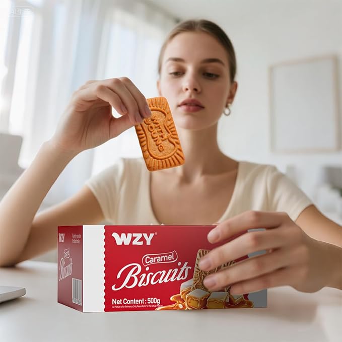 WZY Gourmet Caramelized Biscuit Biscotti Cookies Vegan Non-GMO Project Verified 17.6 OZ (500g) Perfect Crunch for Coffee Tea Snacking & Desserts Crunchy Buttery & Delicious (17.6 OZ (500g))