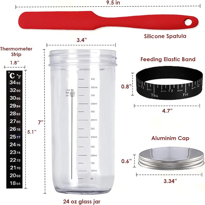 21 Pcs Sourdough Starter Kit, 10" Oval & 9" Round Banneton Bread Proofing Basket | Glass Jar, Whisk, Full Recipe Book & More, Sour Dough Starter Kit, Sourdough Bread Baking Supplies For Beginners