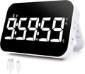 Kitchen Digital Timer, Rechargeable Magnetic Timers with Countdown/up, Kids Timer with 5”LED Display 3 Brightness 4 Volume Adjustable for Classroom/Office/Home/Work/Study/Fitness/Game-White