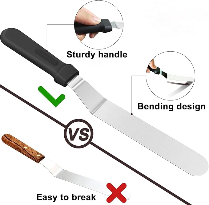 6" Small Angled Icing Spatula, Professional Food Grade Stainless Steel Cake Spatula with Sturdy & Durable Handle, Ideal for Frosting & Decorating Cakes, Baking