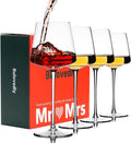 Hand Blown Red Wine Glasses Set of 4 – 23 oz Burgundy Wine Glasses With Long Stem – Large Premium Crystal Wine Glass – Unique Gift for Wedding, Anniversary, Mother’s Day – Clear Christmas, Birthday
