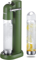 Sparkling Water Maker | Soda Beverage Machine | Soda Streaming Seltzer & Carbonator | 2x1L BPA Free Bottles | Compatible Srew-in 60L CO2 (NOT Included) | Green