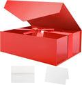 HAPPY POTATO Large Christmas Gift Box with Ribbon 11.5x8.1x3.8 Inches, Red Box with Lid, Bridesmaid Proposal Box, Magnetic Gift Box for Presents (Glossy Red)
