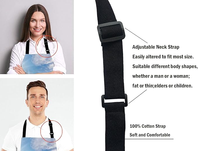 Caribbean Samana Beach Adjustable Bib Apron, Starfish Sea Shells Cooking Kitchen Apron for Men Women