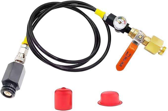 CO2 Cylinder Refill Adapter Hose, with 2000psi Pressure Gauge, Quick Adapter for CO2 Soda Compatible with Fizzi/Onetouch/Jet/AQUA FIZZ Blue Cylinder Soda Maker Accessories (60 inch)