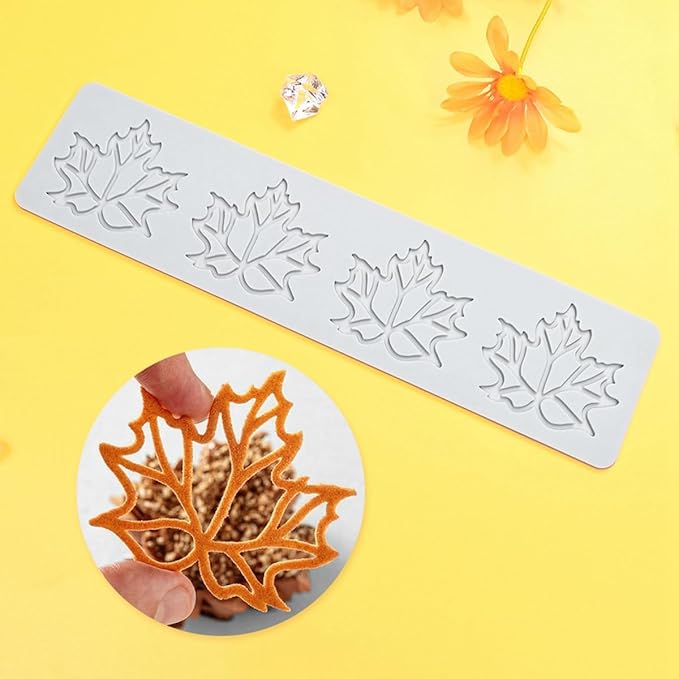TUKE Hollow Out Maple Leaves Lace Silicone Impressing Mold Mat Fondant Cake Sugar Mould Cooking Tools Decorating Tools Diy Moulds (H_ Maple Leaves)