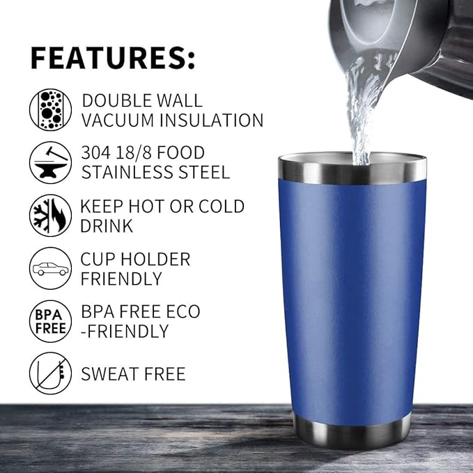 20oz Tumbler Stainless Steel Vacuum Insulated Mug with Lid, Double Wall Travel Mug, Durable Powder Coated Coffee Cup, Suitable for Ice Drinks and Hot Beverage (New Mix 12 pack)
