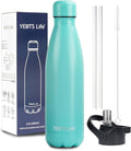 Insulated Water Bottle, 17oz Stainless Steel Water Bottles with straw lid, Metal Sports Water Bottles for Boys,Girls, Double Wall Vacuum BPA-Free Flask for School, Sports & Travel-Turquoise