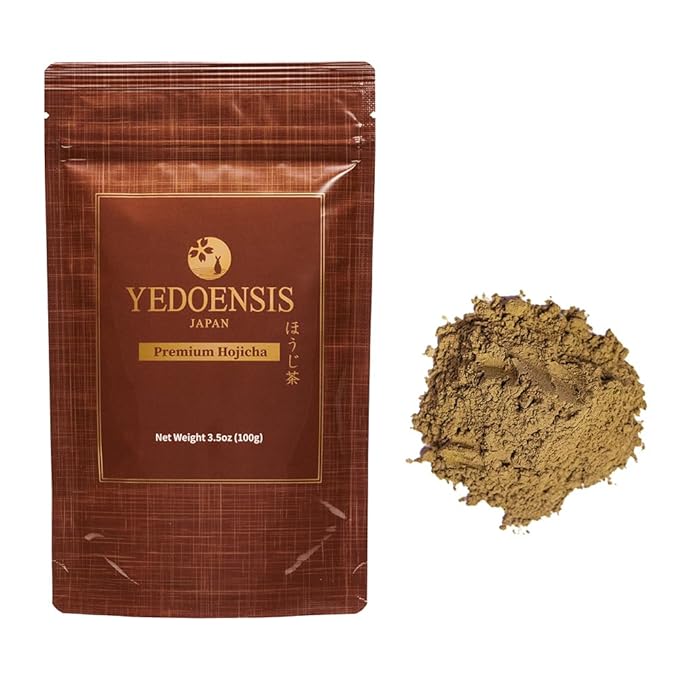 YEDOENSIS Hojicha Powder - Organic Japanese Roasted Green Tea Powder, JAS Certified Organic Vegan Gluten-Free (100g)