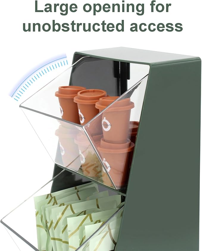 2 Pack Coffee Pod Holder K Cup Storage Coffee Bar Organizer for Home and Office Countertop Organiser Storage Bins for Coffee Station Counter Container for Tea bag Sugar Creamer Filter Green