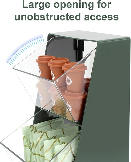 2 Pack Coffee Pod Holder K Cup Storage Coffee Bar Organizer for Home and Office Countertop Organiser Storage Bins for Coffee Station Counter Container for Tea bag Sugar Creamer Filter Green